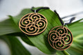 Spiral Circle Pendant in wood on leather cord